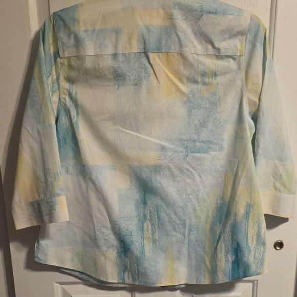 Chico's Pastel Blue and Yellow Shirt - Picture 6 of 11